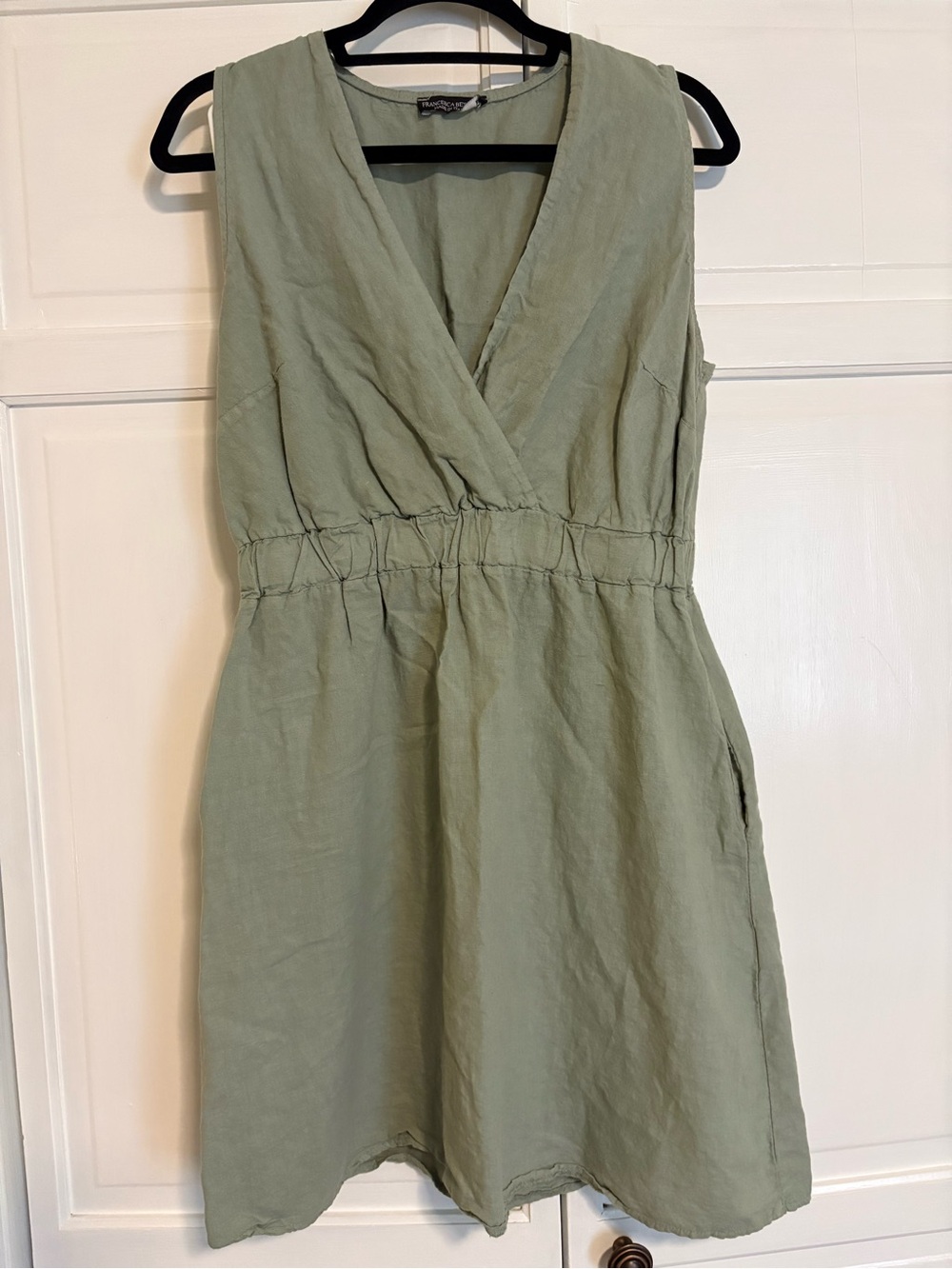 Italian Olive Green Women's Dress - Lightweight Linen Cotton